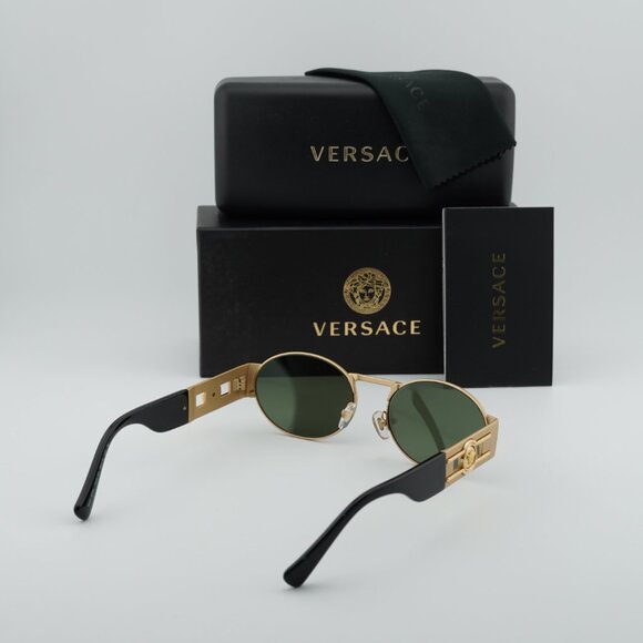 Versace VE2264 100230 Oval Sunglasses – Gold/Green Silver Mirror - Picture 9 of 9